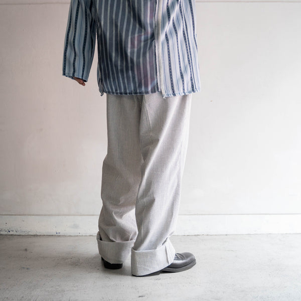 1990s UK white stripe seersucker pants 'dead stock'