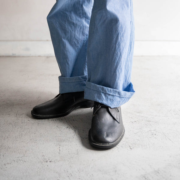 1990s German military black leather shoes -square toe-
