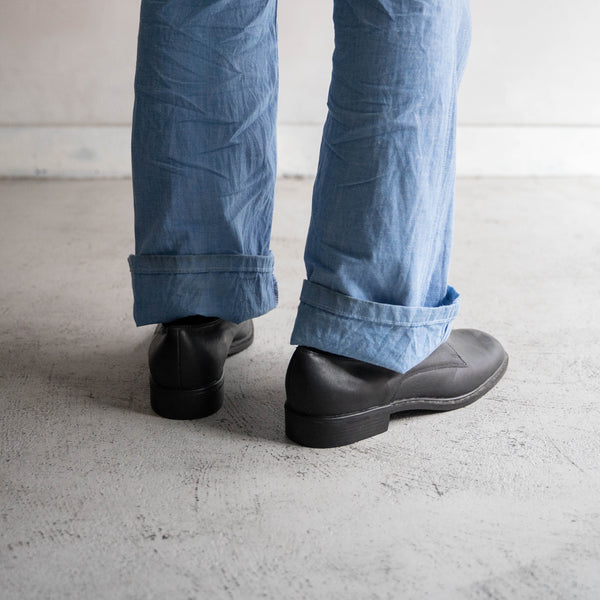 1990s German military black leather shoes -square toe-