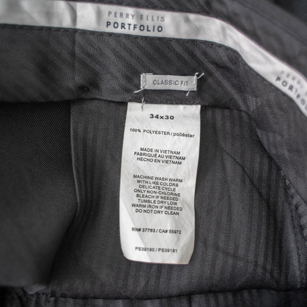1990-00s Perry Ellis black color poly 100 two tuck slacks