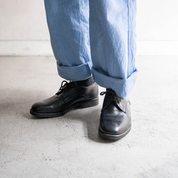 1990s Italian military black leather shoes -round toe-