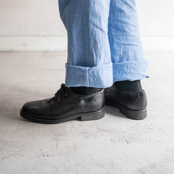 1990s Italian military black leather shoes -round toe-