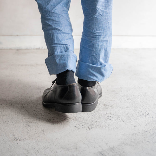 1990s Italian military black leather shoes -round toe-