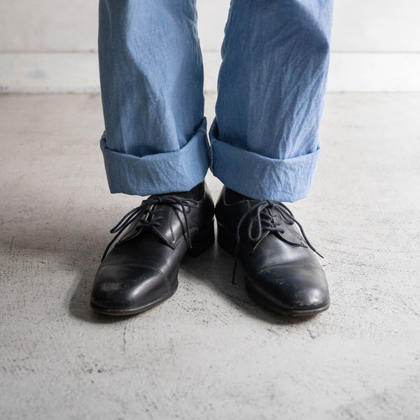 1980s Italian military black leather shoes -sharp toe-