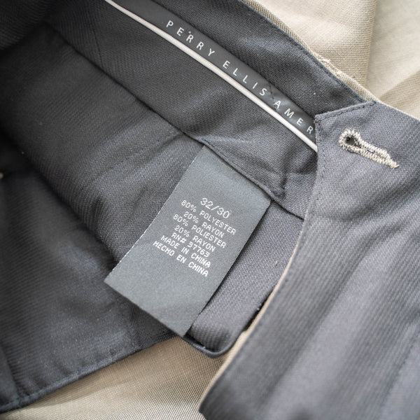 1990-00s dark gray poly × rayon two tuck stripe slacks