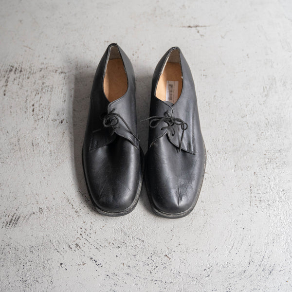 1990s German military black leather shoes -square toe-
