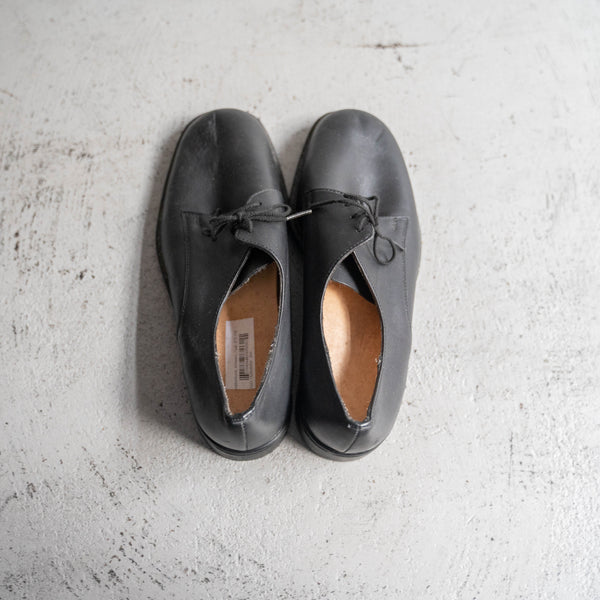 1990s German military black leather shoes -square toe-