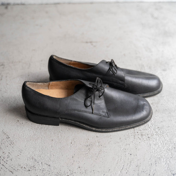 1990s German military black leather shoes -square toe-