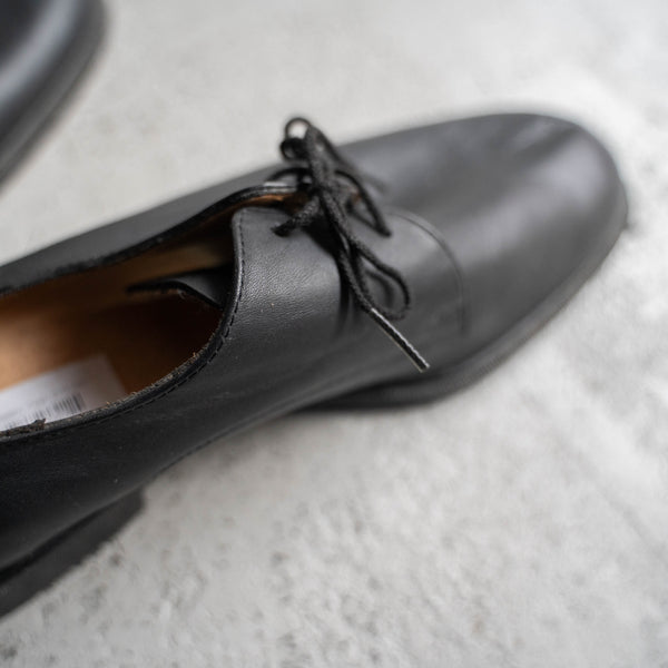 1990s German military black leather shoes -square toe-