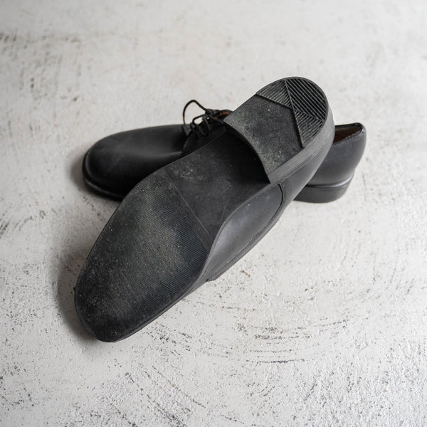 1990s German military black leather shoes -square toe-