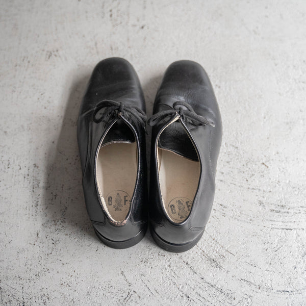 1990s Italian military black leather shoes -round toe-