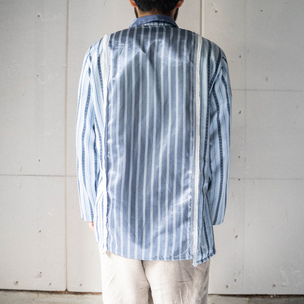 blue × light blue docking stripe pajama shirt -2