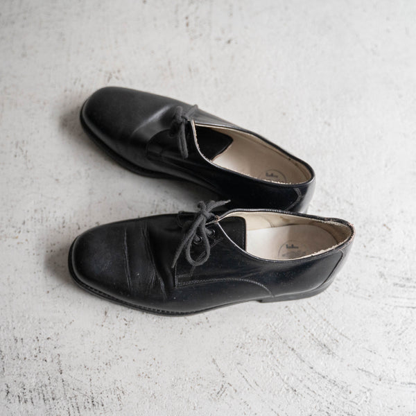 1990s Italian military black leather shoes -round toe-