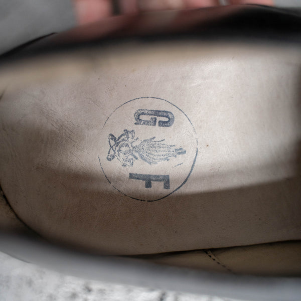 1990s Italian military black leather shoes -round toe-