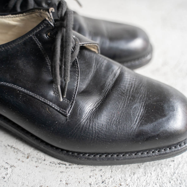 1990s Italian military black leather shoes -round toe-