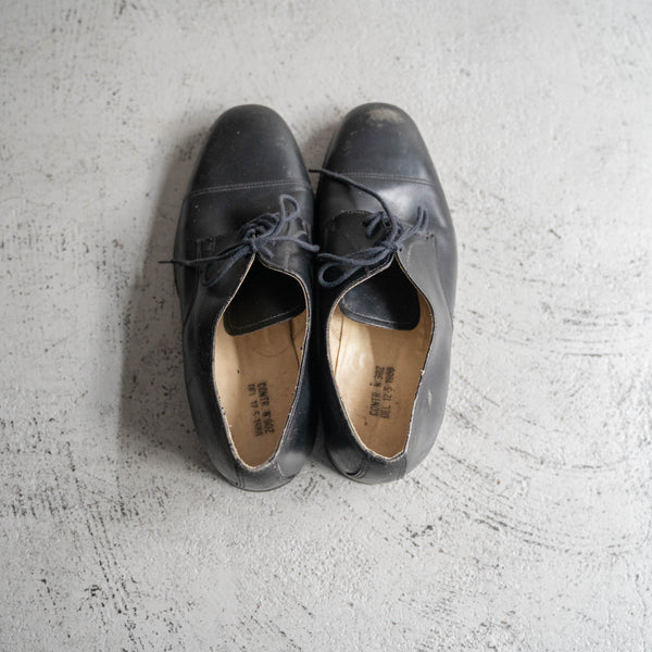 1980s Italian military black leather shoes -sharp toe-