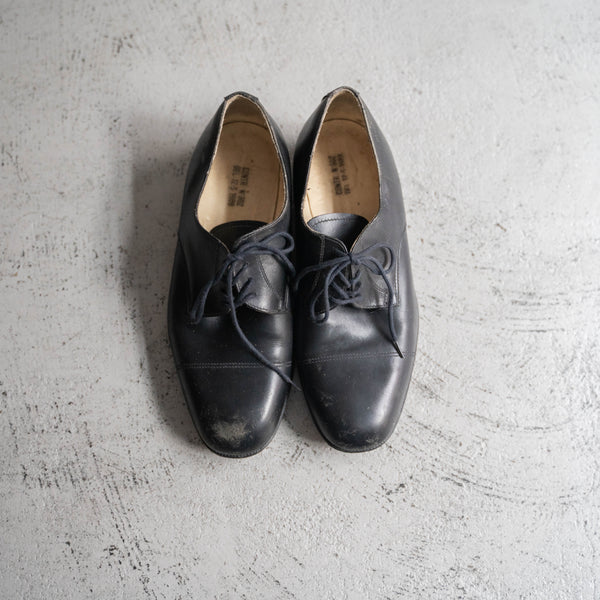 1980s Italian military black leather shoes -sharp toe-