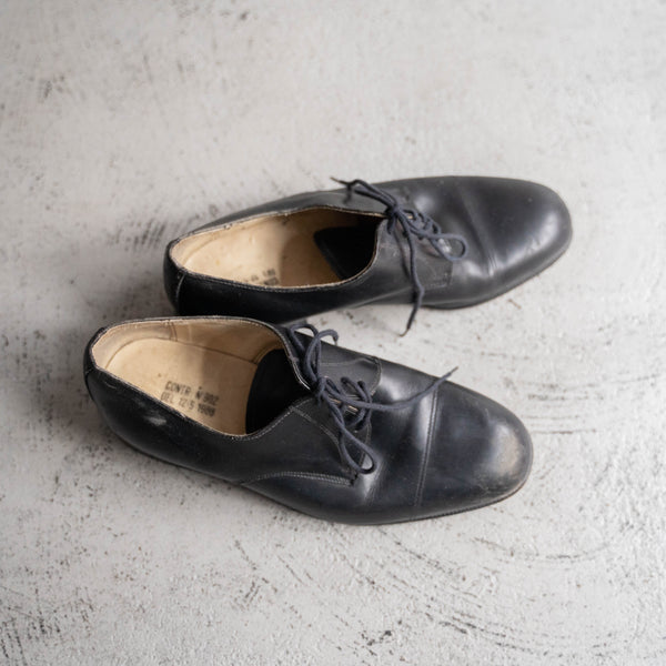 1980s Italian military black leather shoes -sharp toe-