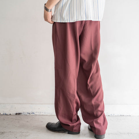 1990-00s burgundy color two tuck slacks