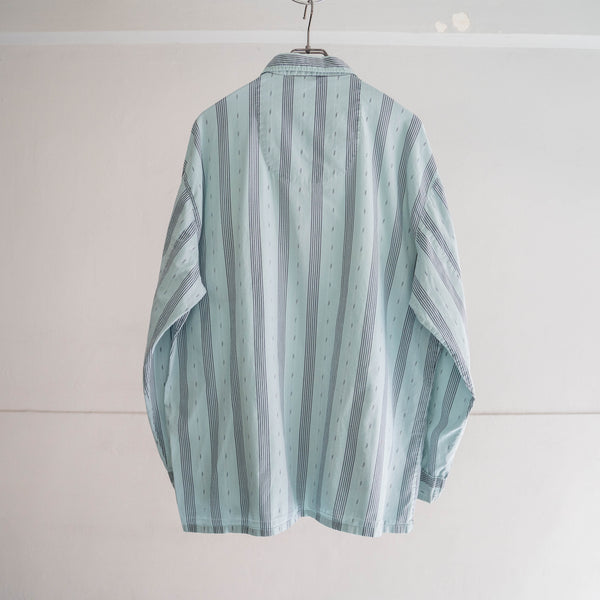 1980s mint × purple stripe design pajama shirt