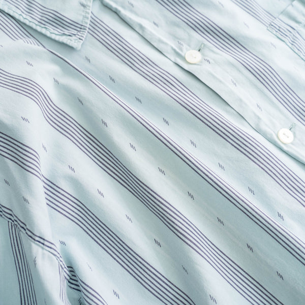 1980s mint × purple stripe design pajama shirt