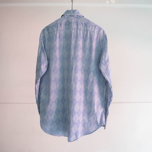2000s Italy blue stripe × argyle shirt