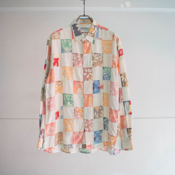 2000s patch work pattern shirt