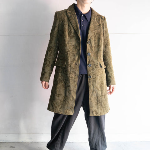 1990s khaki color gobelin print coat