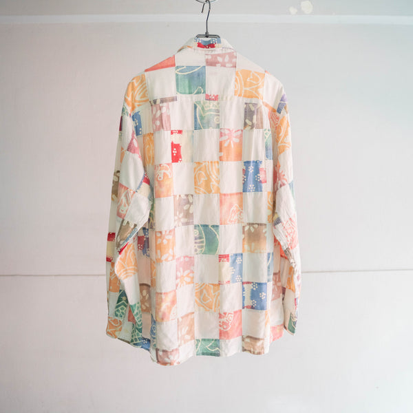 2000s patch work pattern shirt
