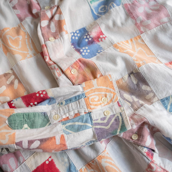 2000s patch work pattern shirt