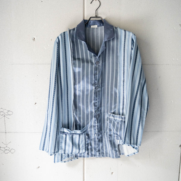 blue × light blue docking stripe pajama shirt -2