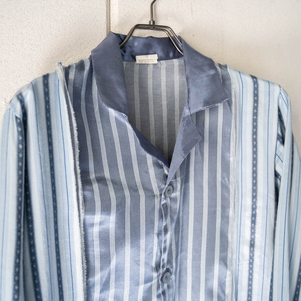 blue × light blue docking stripe pajama shirt -2