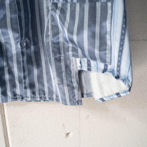 blue × light blue docking stripe pajama shirt -2