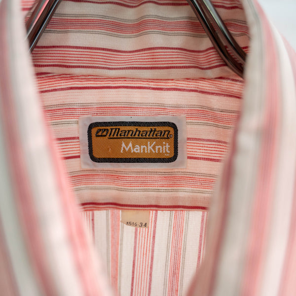1970s USA white × red stripe shirt