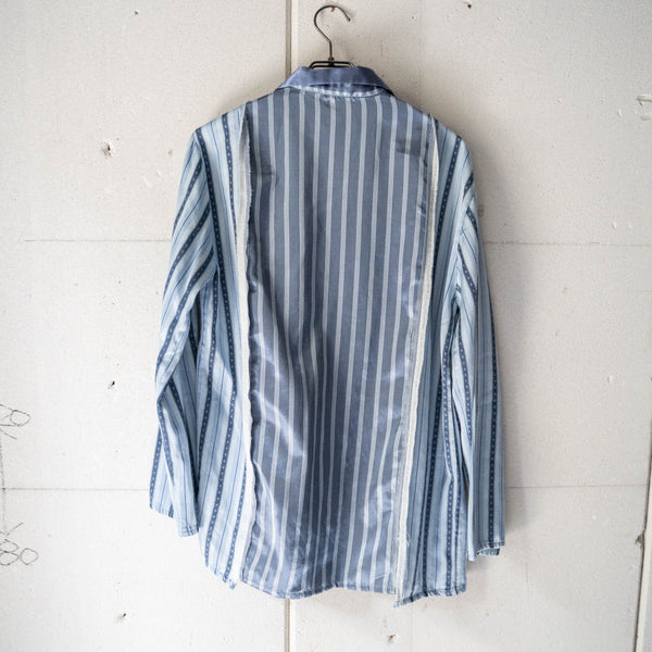 blue × light blue docking stripe pajama shirt -2