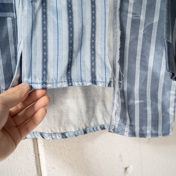 blue × light blue docking stripe pajama shirt -1