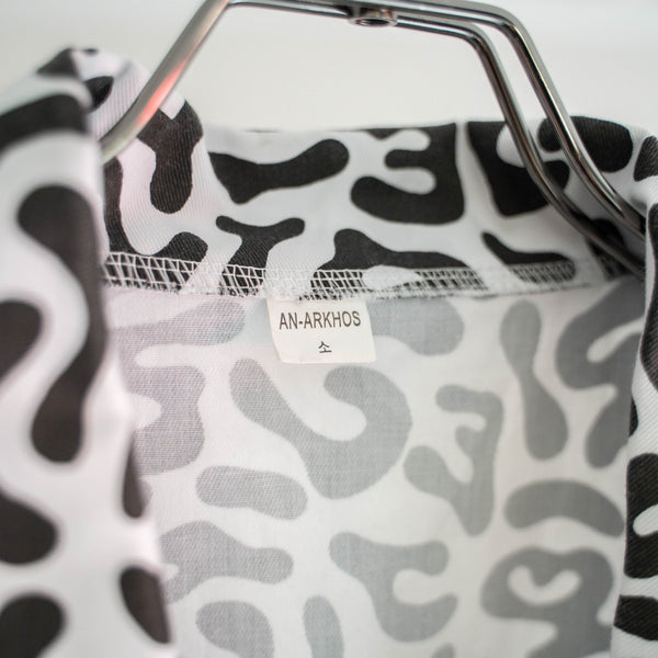 2000s Korean military white × black camo pattern s/s shirt
