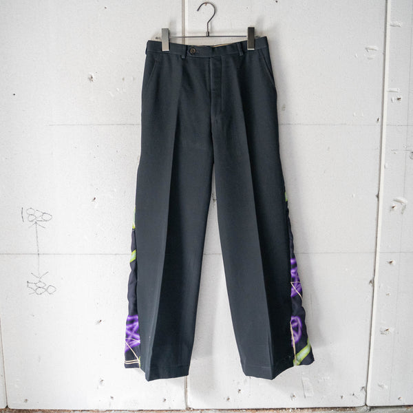 'Japan vintage remake' side design wide flare slacks -using OBI- 'purple'