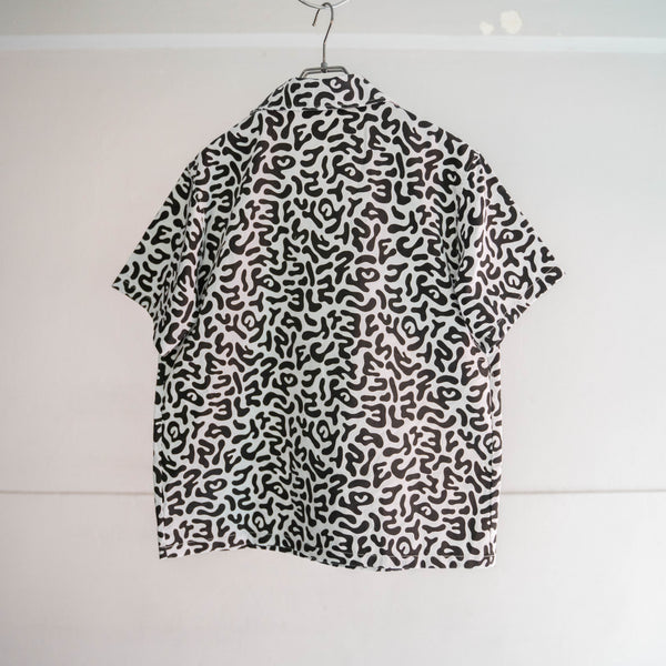 2000s Korean military white × black camo pattern s/s shirt