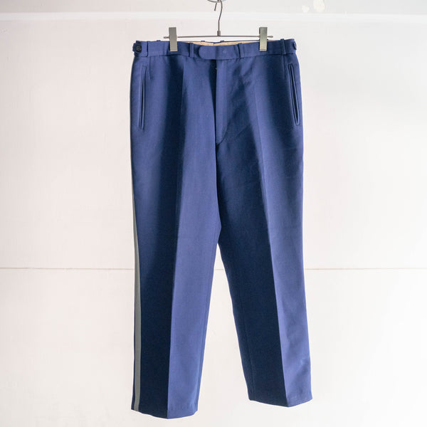 1970-80s Europe blue × gray color side line pants