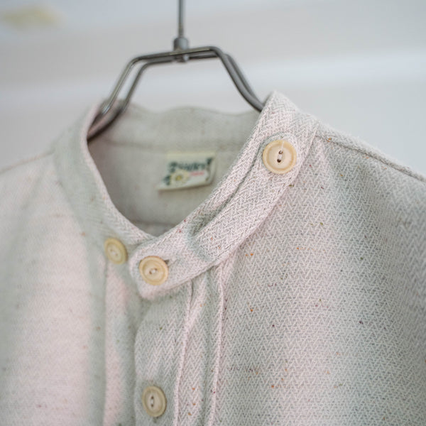 1980-90s Europe ivory smock shirt with chin strap