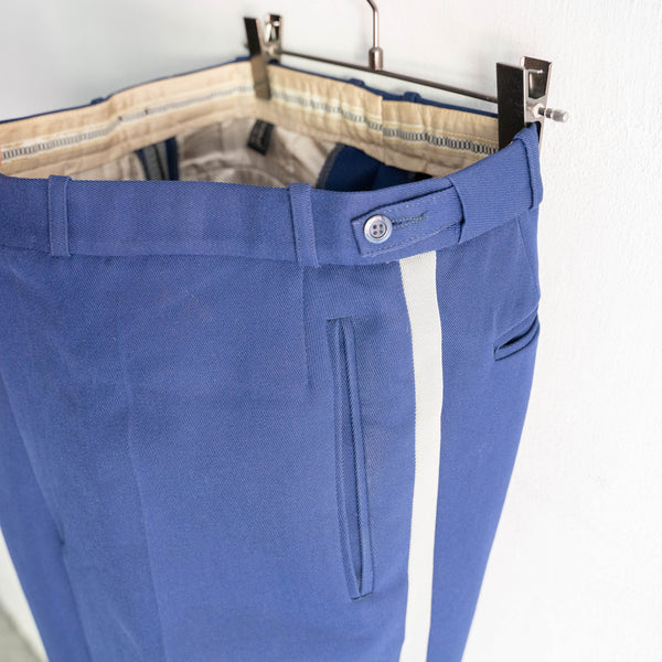 1970-80s Europe blue × gray color side line pants