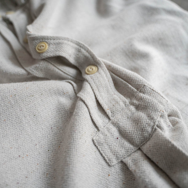 1980-90s Europe ivory smock shirt with chin strap