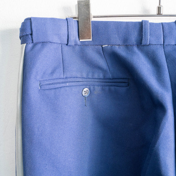 1970-80s Europe blue × gray color side line pants