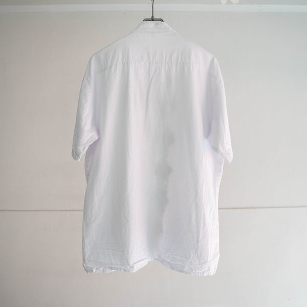 1990-00s white cotton flower embroidery short sleeve shirt
