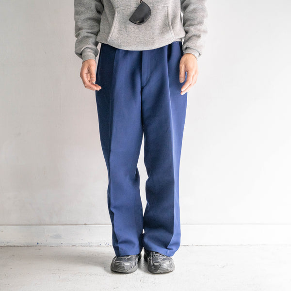 1970-80s Europe blue × gray color side line pants