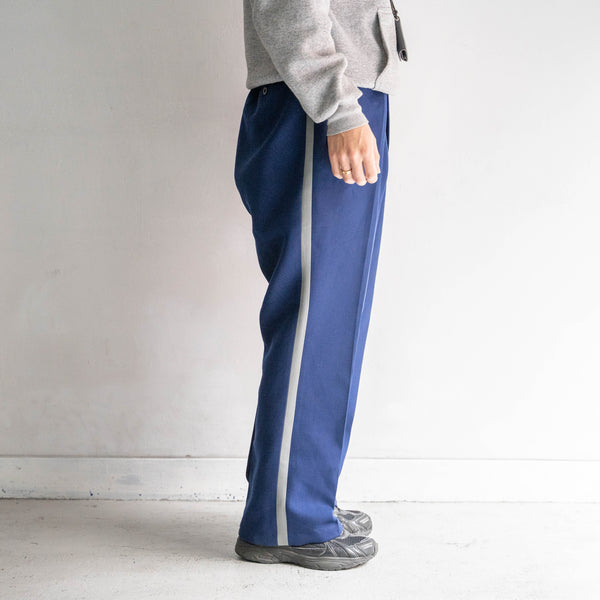 1970-80s Europe blue × gray color side line pants