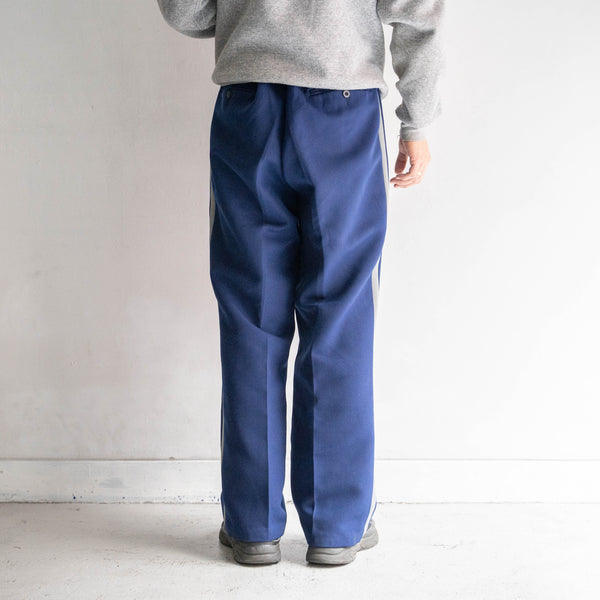 1970-80s Europe blue × gray color side line pants