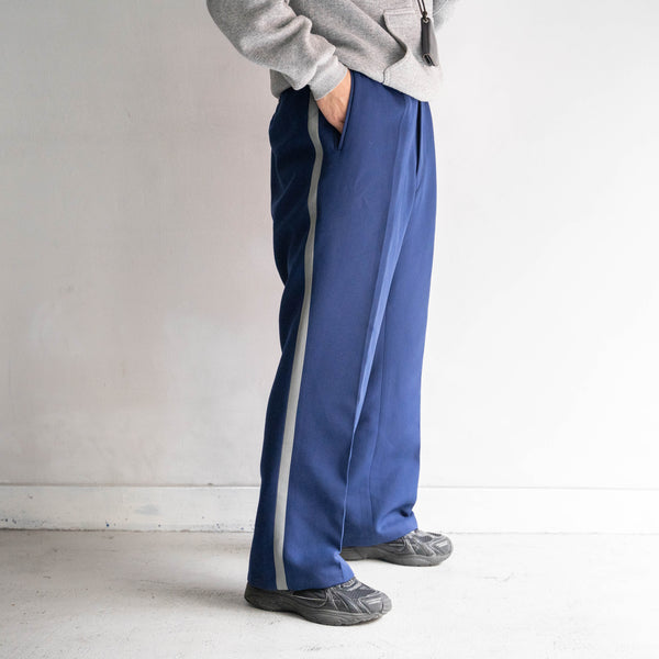 1970-80s Europe blue × gray color side line pants