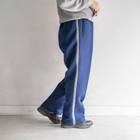 1970-80s Europe blue × gray color side line pants